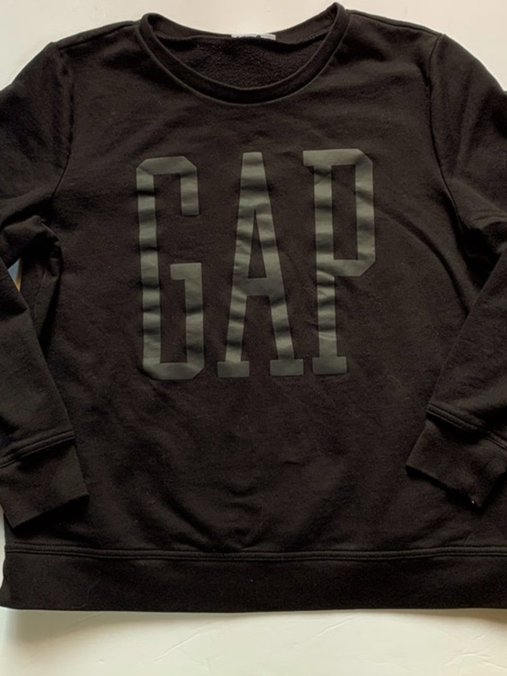 GAP Black Crewneck Sweatshirt with Tonal Logo